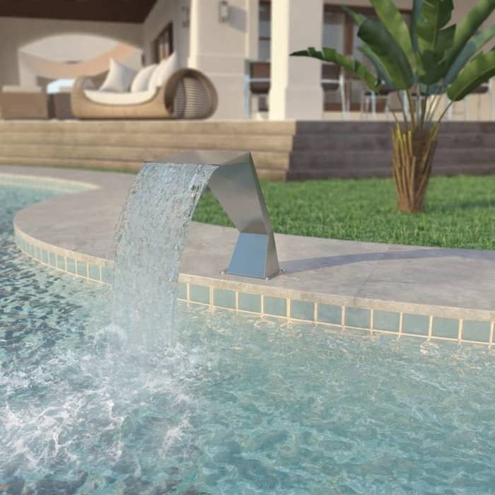 Fontaine d'étang cascade en acier inoxydable VIDAXL - Gris - 64 x 30 x 52 cm