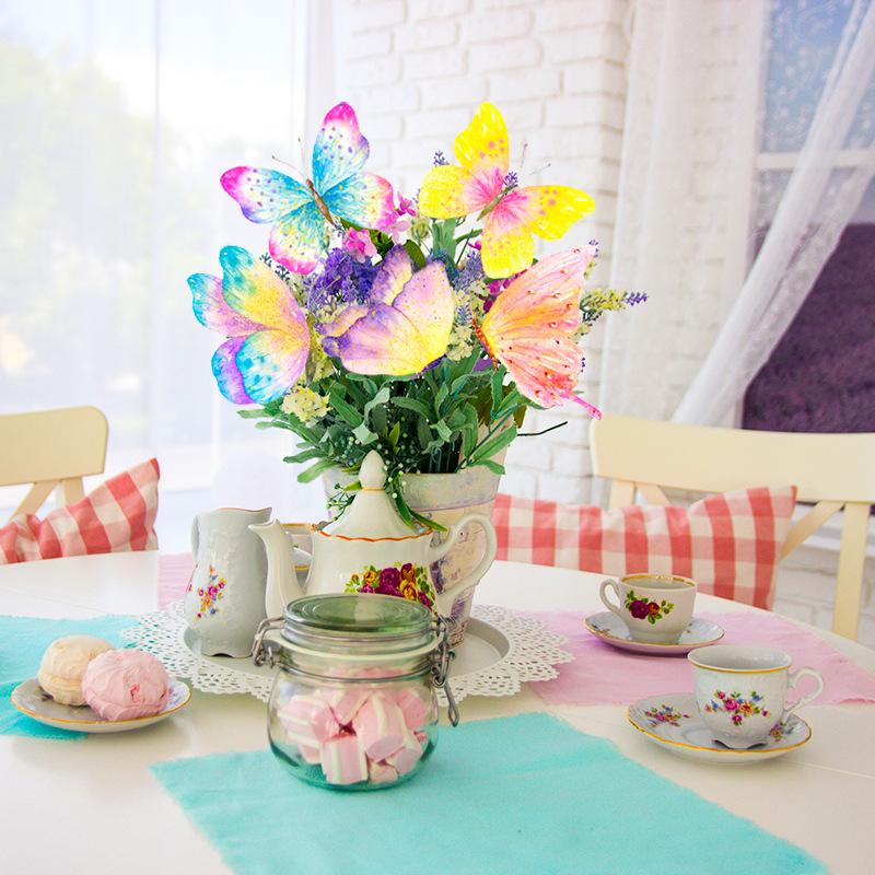 2025 New Model, Spring Flowers, Party Decoration, 12pcs/set, Butterfly Pattern, Vase Plugin, Cake Decoration, Cake Plugin