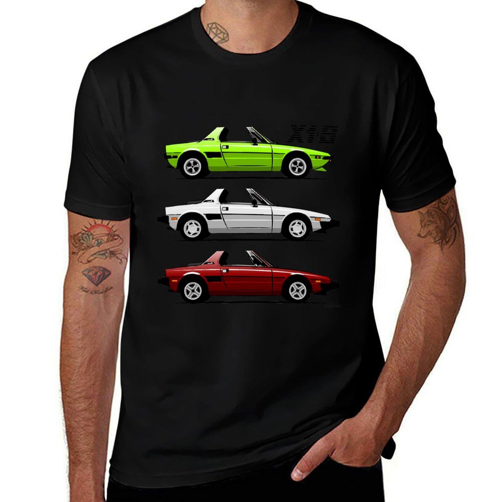 

Fiat X1/9 with open roof T-Shirt blue lock basketball graphic tees Aesthetic clothing Short sleeve tee slim fit t shirts for men 4XL