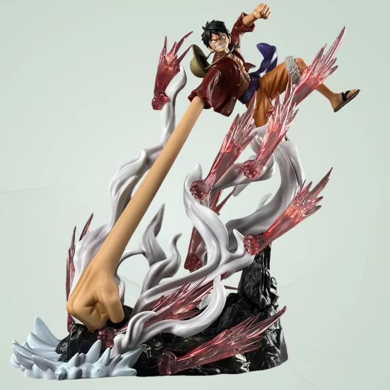30cm One Piece Monkey D. Luffy Gk Action Figure Pvc Anime Statue Long Arm Battle Scene Collectible Desktop Decor For Anime Fans