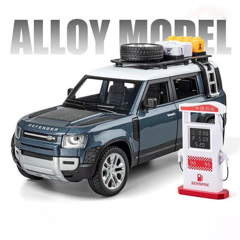 1:24 Land Rover Defender Range Rover Car Model Toy Alloy Diecast Sound Light SUV Off-road Vehicle Ornaments Children Gifts