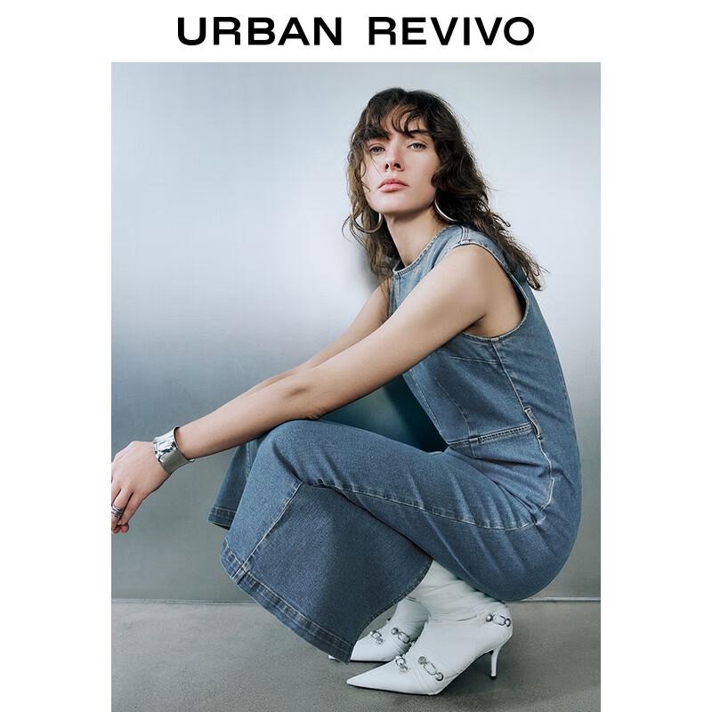 UR Women's Retro Back Slit Sleeveless Denim Dress