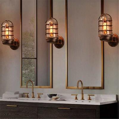 Vintage Industriale Unica Applique Gabbia Protezione Applique Luce Loft Illuminazione Moderna per Interni Lampade da Parete Illuminazione Ferro Rame