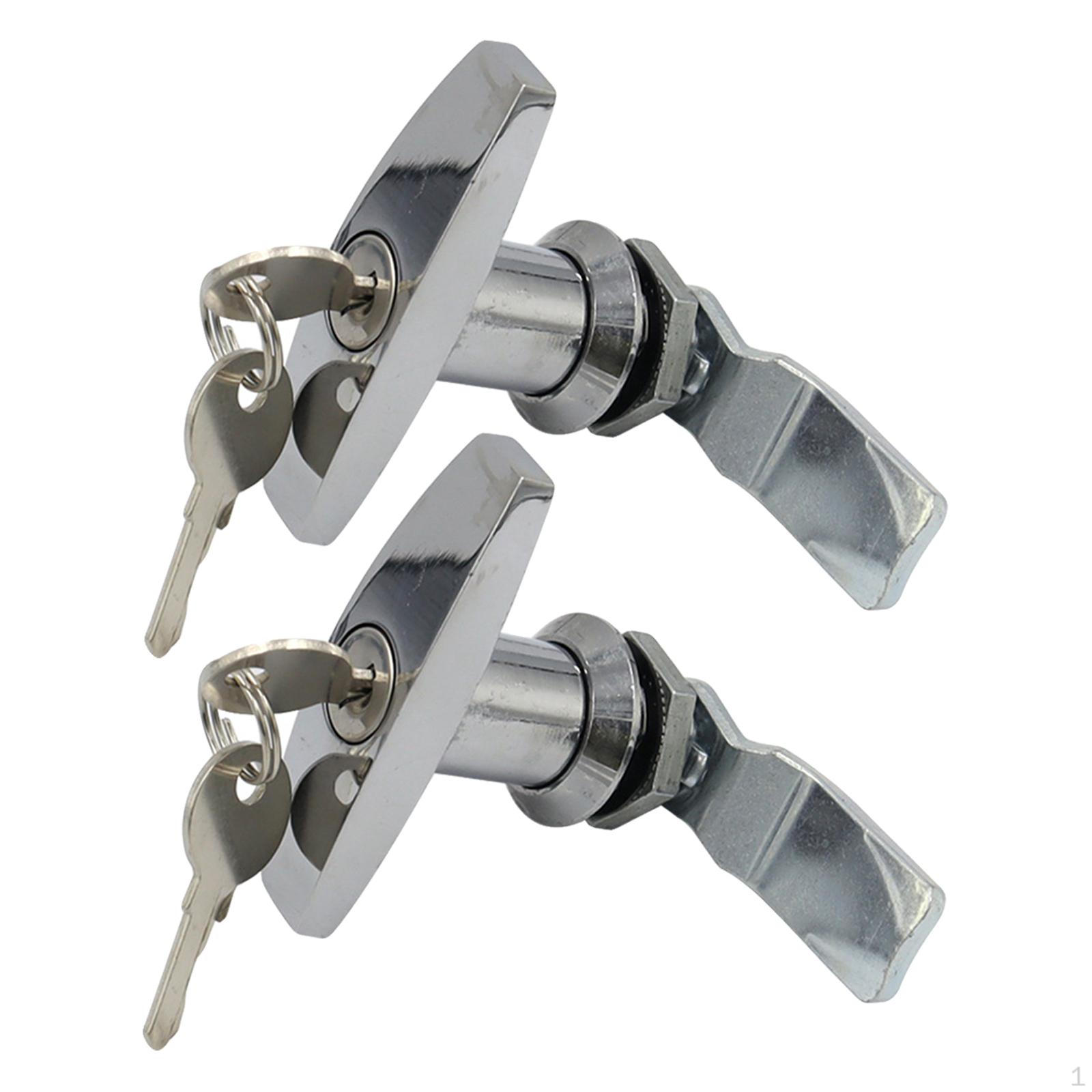 

замок с ручкой, с ключами, Т-замки для прицепа распределительного шкафа, промышленный замок с ключом 2Pcs Silver