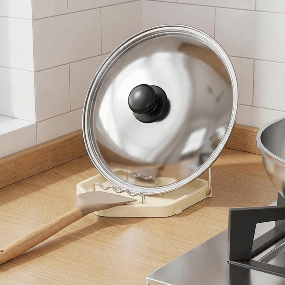 Folding Pot Lid Rack Rustproof Spoon Rest Multi-functional Pot Cover Shelf Cabinet