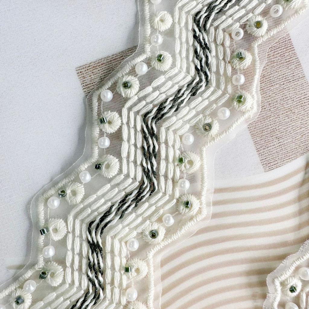 4Cm Bead Embroidery Wave Barcode Lace Clothing Dress Window Decoration Luggage Clothing Decoration Lace Accessories