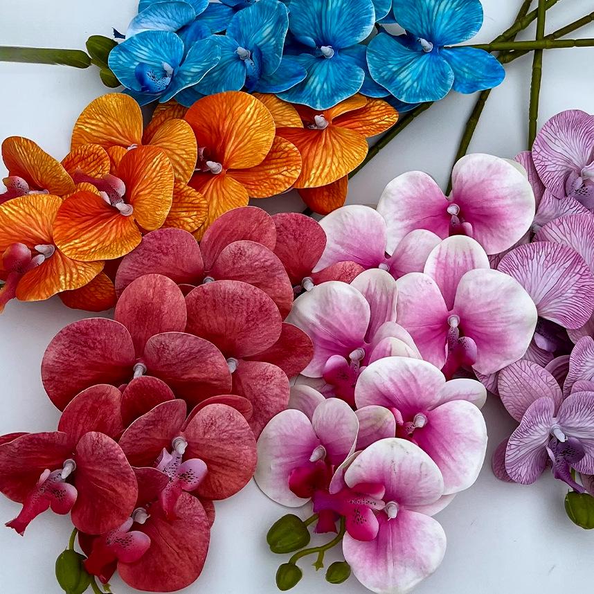 Set of 7-Head 3D Phalaenopsis Artificial Flowers for Home & Wedding Decor