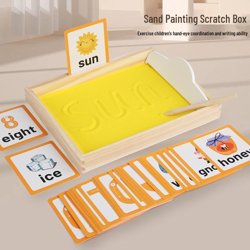 Children's Wooden Sand Painting & Writing Educational Toy: Early Learning Aid for Toddlers
