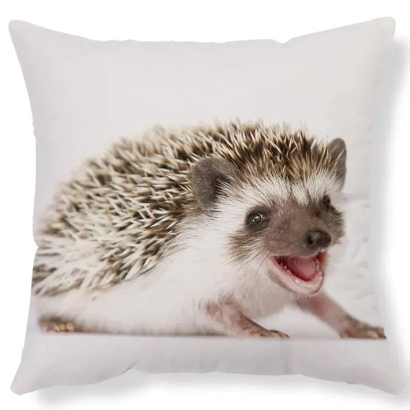 Home Living Room Cushion Covers Lovely Little Hedgehog Design Adornment Sofa Holds Pillowcase 45*45cm