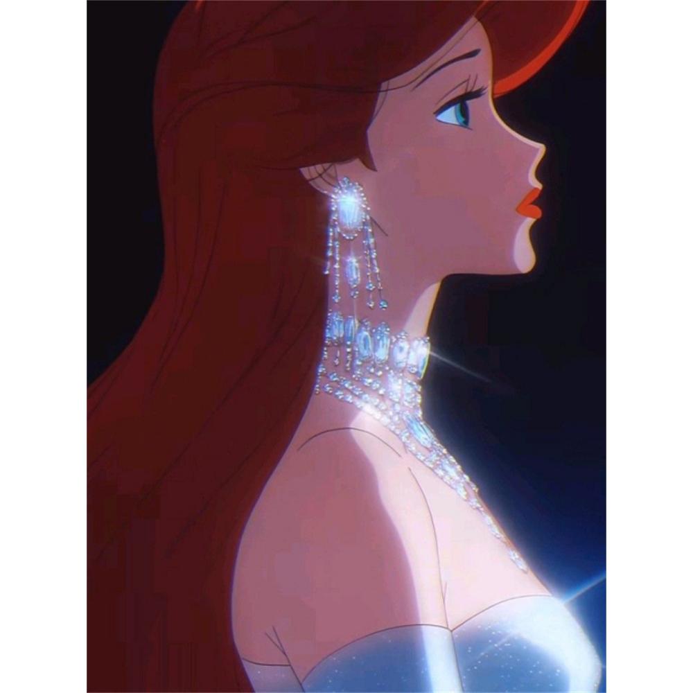 

Disney 5D DIY Diamond Painting The Little Mermaid Sparkling Illustration Cartoon Full Diamond Mosaic Diamond Painting Art Wall Decoration Set Round 20x30cm