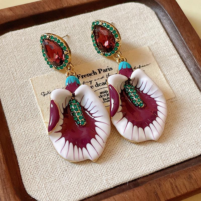 Pendientes de Carrillón de Viento de Perla y Cristal de Aguja Plateada Vintage