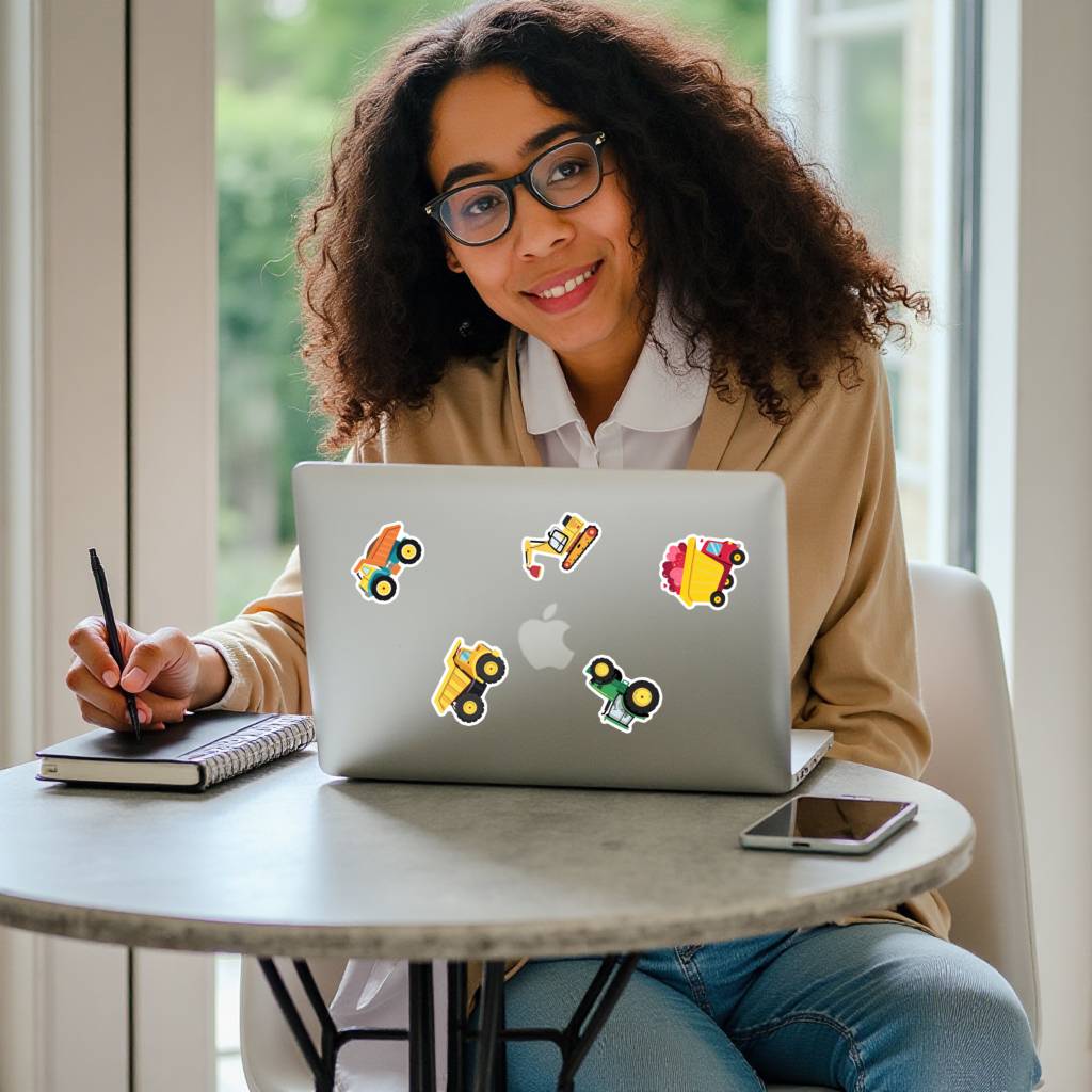 35pcs Cartoon Construction Vehicles Stickers Colorful Trucks  Stickers Graffiti Decals For  Laptop Luggage Scrapbook