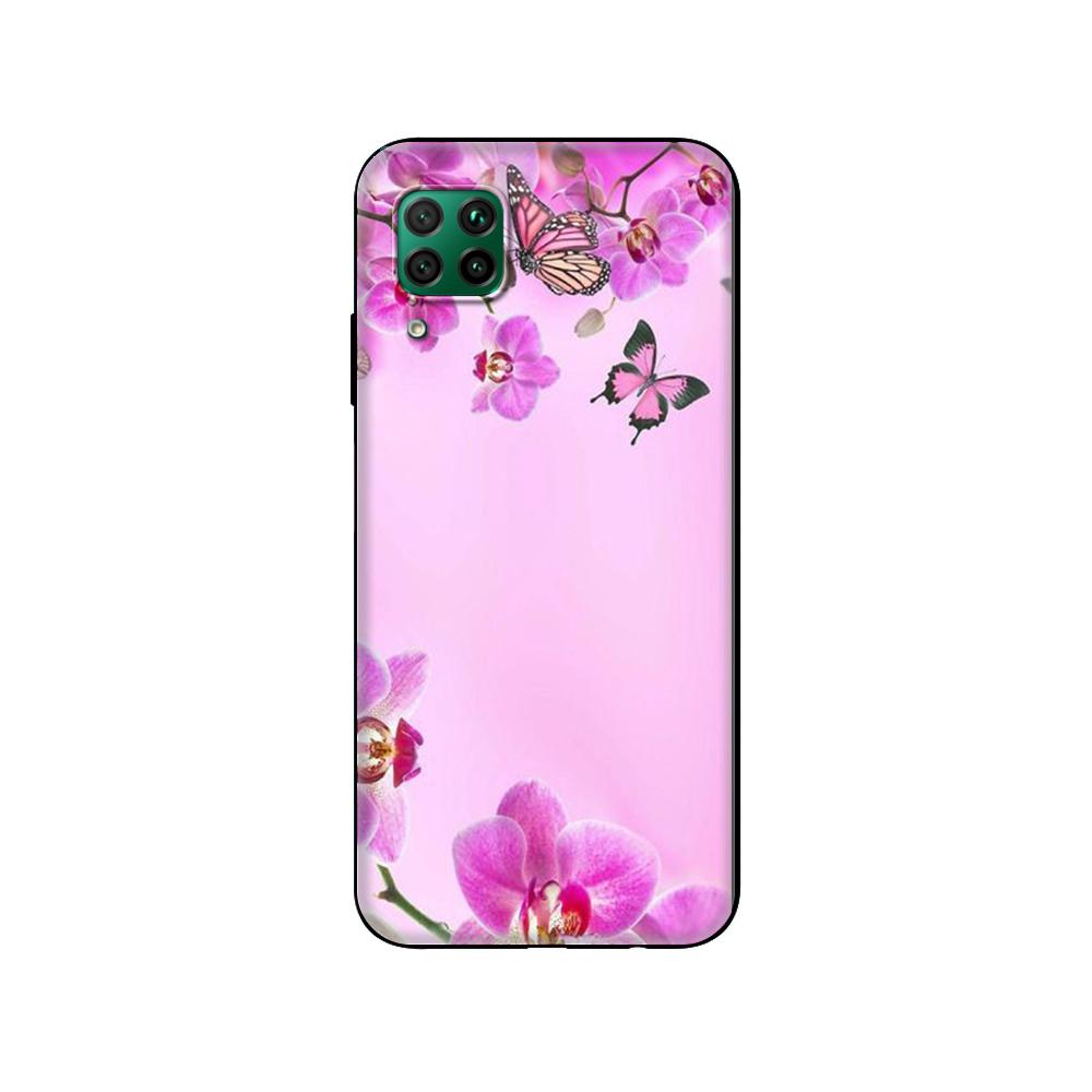 Black Tpu Case For Huawei P30 Lite P30 Pro P40 Case For Huawei P40 LITE E P Smart 2020 Case Cover Orchid Flowers Colorfu