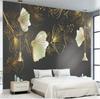 Modern Light Luxury Wallpaper for Living Room Golden Line Flower Nordic TV Sofa Background Wall Paper Home Decor Mural