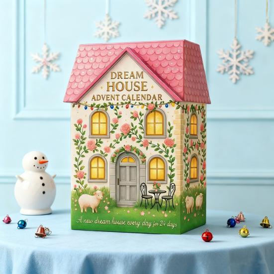 Dream Cabin Advent Calendar 24-Day Christmas Countdown Calendar Fantasy House Decorations Festive Gift for Kids Family Friends