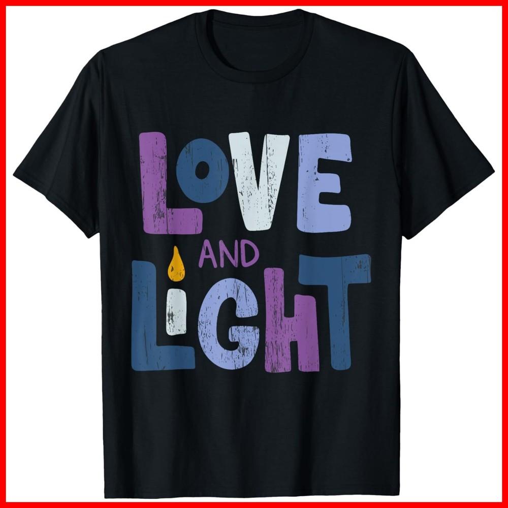 Love And Light | Hanukkah Black Cotton T-Shirt Unisex T-Shirt XXXL