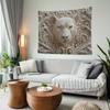 1pc Simulated Animal Optical Illusion Tapestry - Peach Light Beige Fabric Letter Print Design, Suitable for Bedroom, Living Room