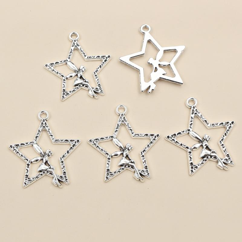 20 Stück Antik Versilbert Mond Stern Handgefertigt Anhänger Metall DIY Schmuckherstellung Zubehör Fundstücke Halskette Armband