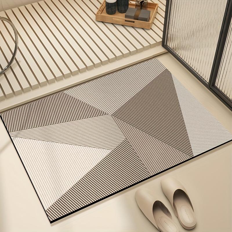 Geometric Pattern Bathroom Mat Soft Diatom Mud Bath Rug Simple Non-slip Floormat Absorbent Quick-drying Carpet for Home Decor