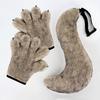 New Halloween gloves: wolf claw plush, realistic tail, warm gloves, animal tail cosplay Accessories and props