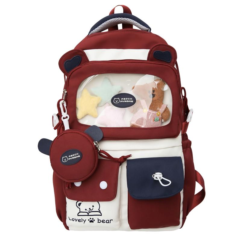 

Школьный рюкзак для младшей средней школы, женский, для третьего-шестого класса, большой емкости красный