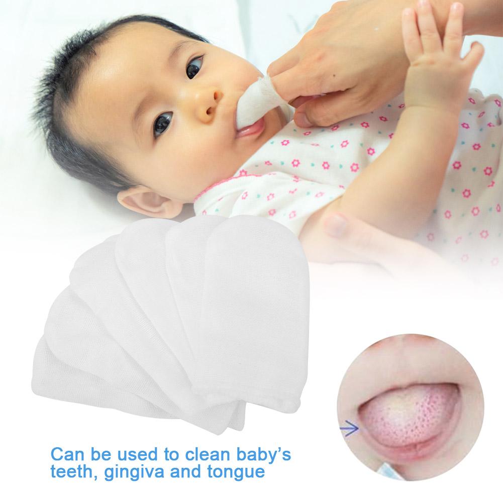 6pcs  Set Cotton Gauze Elastic Finger  Cot for Kid Baby Oval Cavity Cleaning Tool
