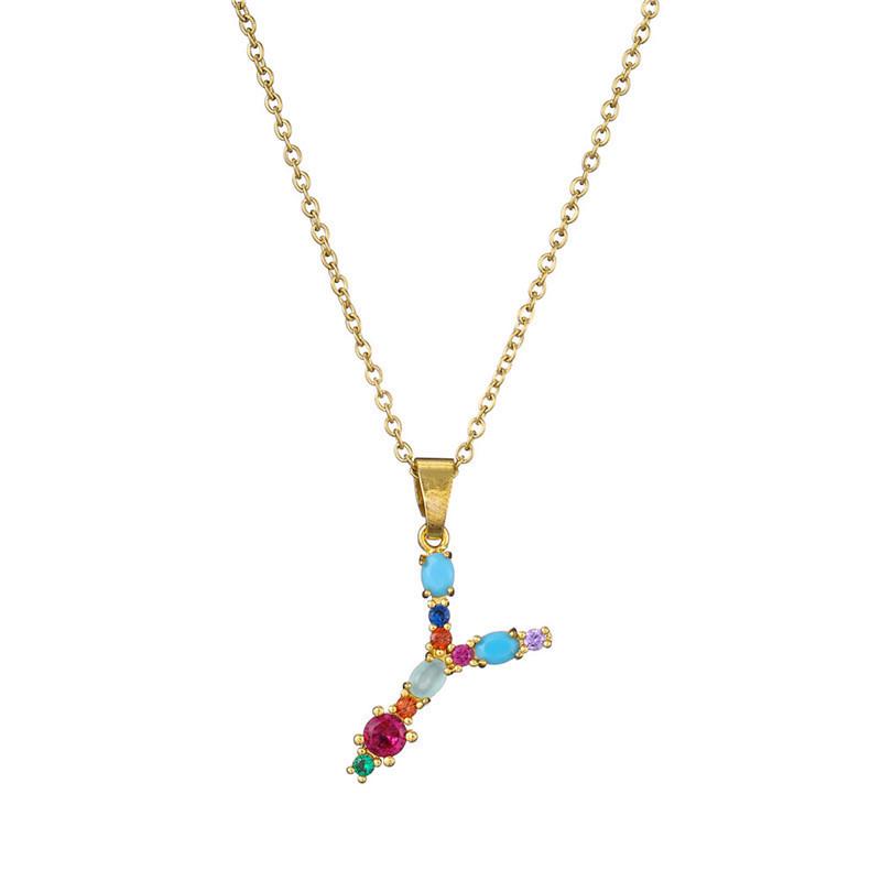 Catena Personalizzata per Clavicola Hip-hop: Collana con Ciondolo Alfabeto in Rame e Zircone