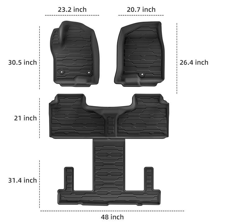 Compatible Floor and Trunk Mats for 2024 Chevrolet Tahoe - TPE Material.