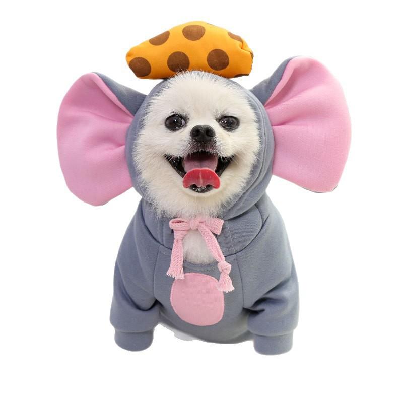 Pet Hoodie Small Medium Dogs Cats Winter Warm Fleece Dog Sweater Cat Clothing Cute Cheese Print