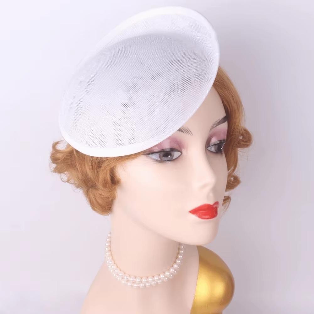 Headpiece Vintage Fascinator Hat Wide Brim Masquerade Top Hat Linen Yarn Fascinator Hat Base  Lady