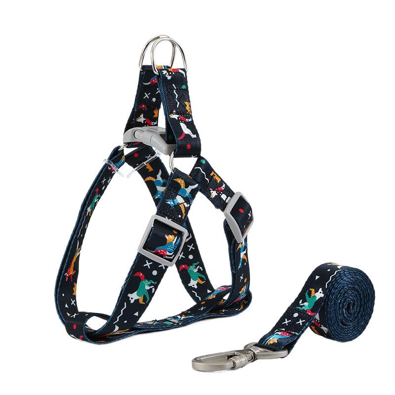

Adjustable Vest Style Dog Harness with Matching Leash To Prevent Breaking Loose Pet Harness and Leash Set for Cats and Puppies S чёрный