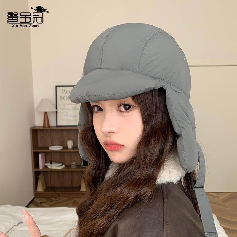 Winter Versatile Hat Women's Windproof Ear Protection Show Face Small Pullover Hat Outdoor Cycling Skiing Cold and Warm