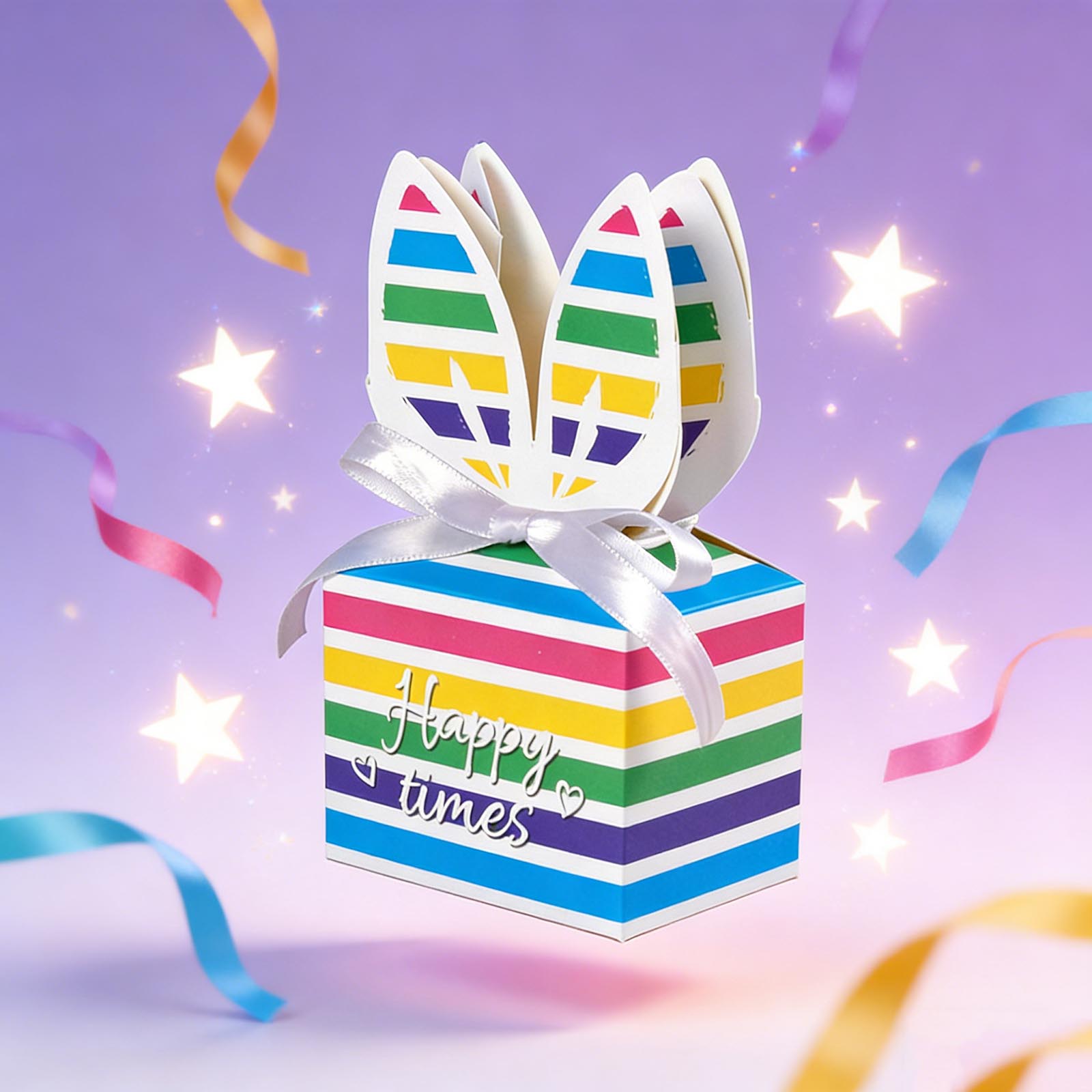 

10-pack Colorful Square Cute Bunny Gift Boxes, Easter Wrapping Paper Boxes, In Stock, Candy Paper Packaging Boxes One Size