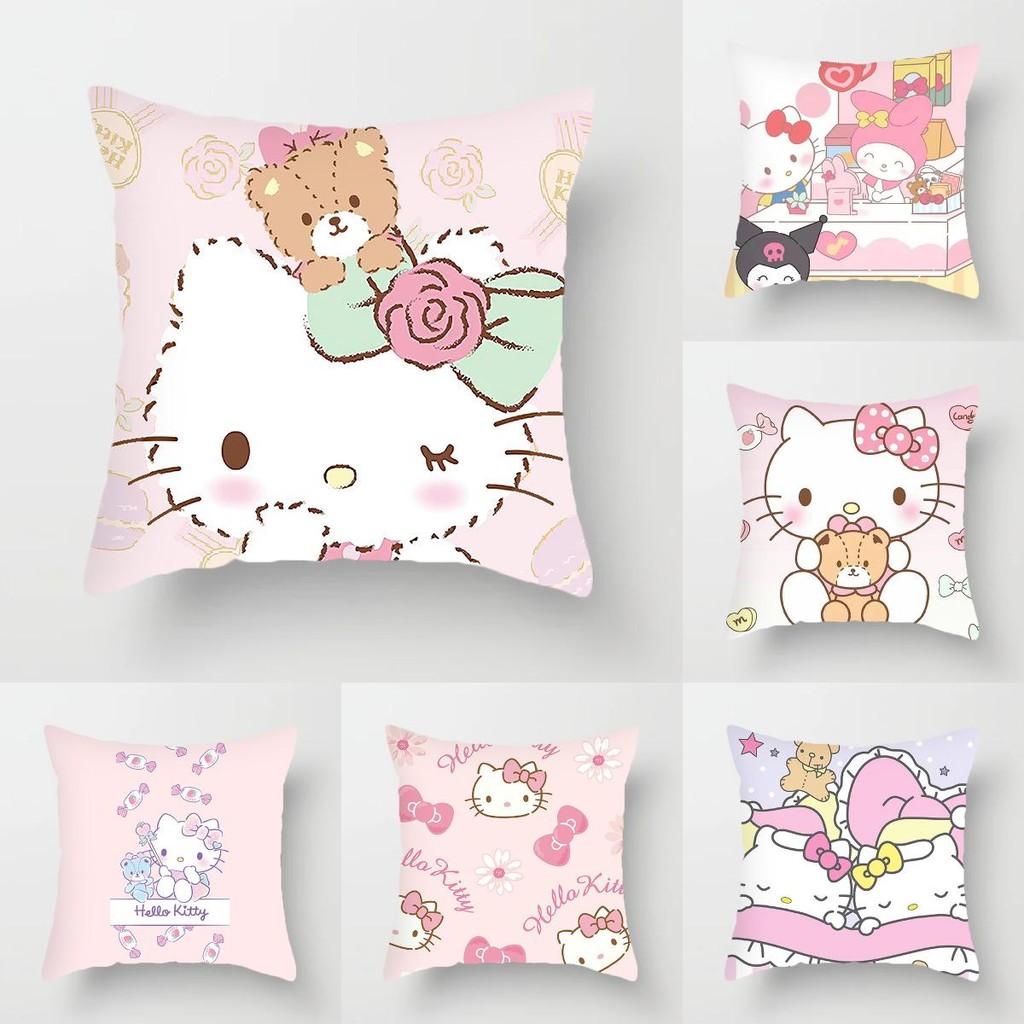 Hello Kitty Plush Pillow Cover With Soft Peach Skin Fabric For Bedroom And Couch Decor