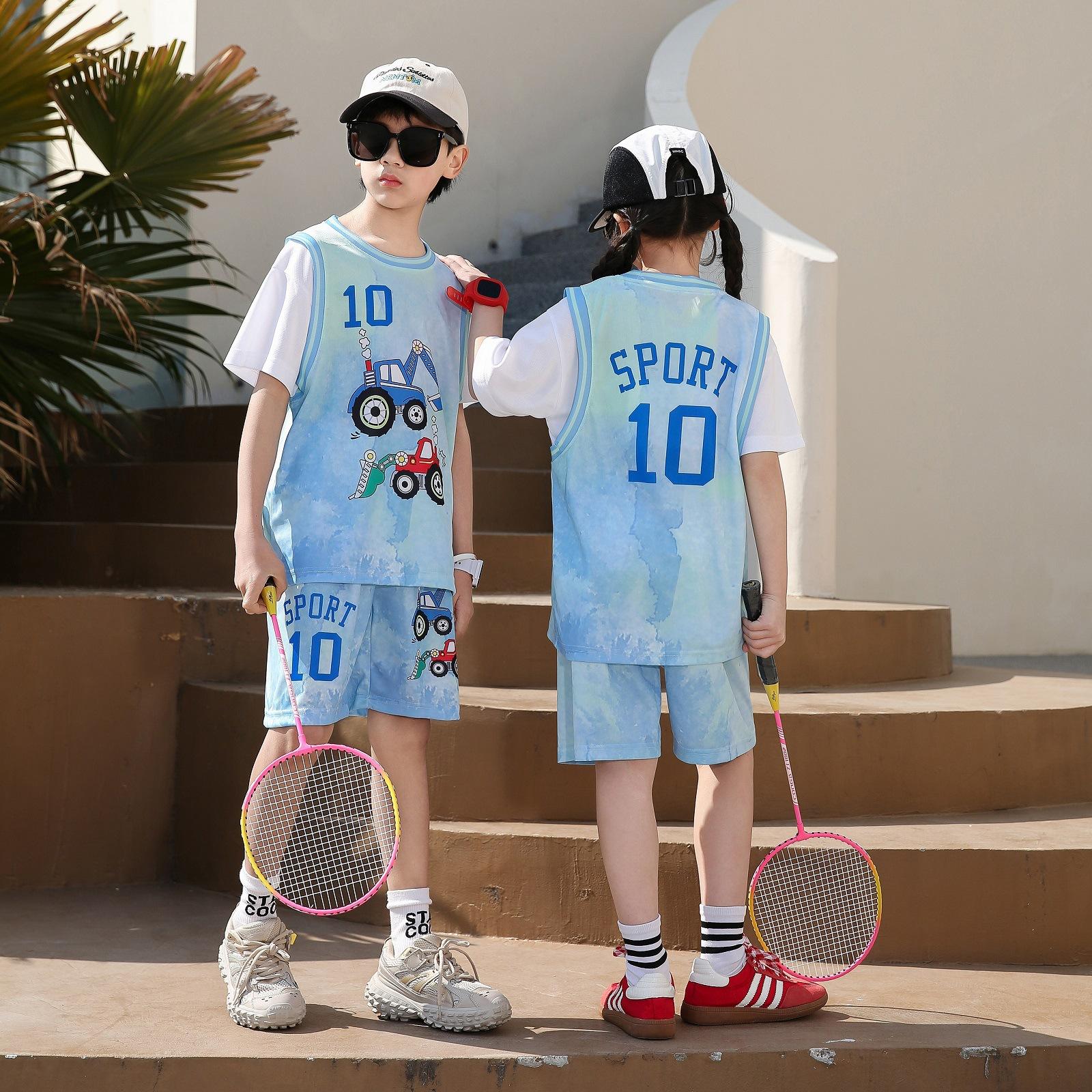 

Children s No. 10 basketball jersey men s suit outdoor sports training jersey women s quick-drying fake two-piece t-shirt cartoon short sleeve size 30 (height 160-165cm) світло-сірого кольору