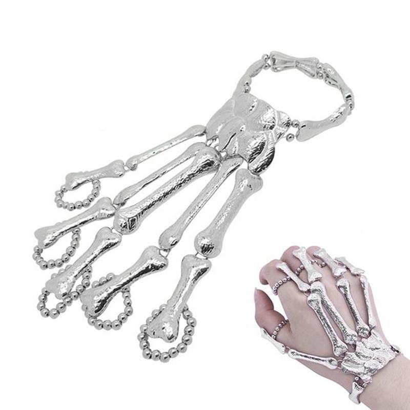 Halloween Ornaments Stretch Bracelets Punk Exaggerated Skull Fingers Bones Jointed Fingers Bracelets Women'S Jewelry