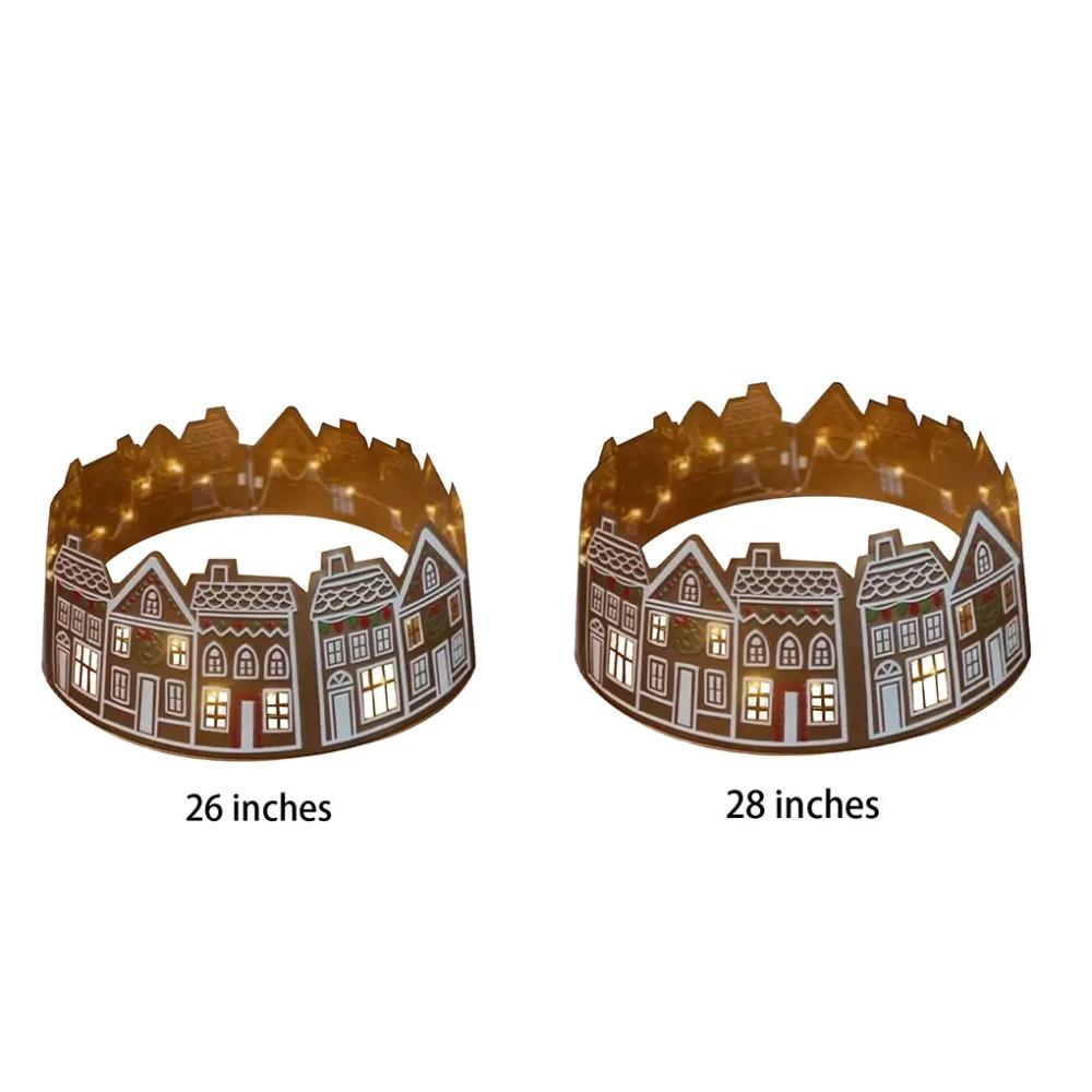 Gingerbread House Christmas Tree Skirt LED Xmas Tree Base Cover Christmas Tree Collar  Festival