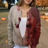 Women's Fashion Printed Long Sleeve Knitted Cardigan Button Down Jacket
