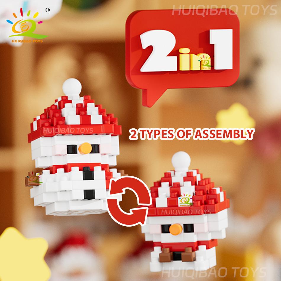 Non-Toxic Mini Christmas Santa Claus Micro Model Building Blocks Diy Tree Elk Snowman Set Bricks Toys For Children New Year Gift