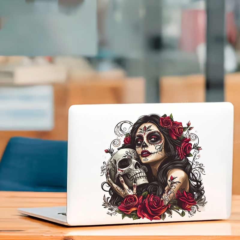 Czaszka Cukrowa Szkielet Kobiety Naklejka Samochodowa Wodoodporna Naklejka Winylowa na Zderzak Tylną Szybę Naklejka na Laptop Akcesoria Samochodowe SH879