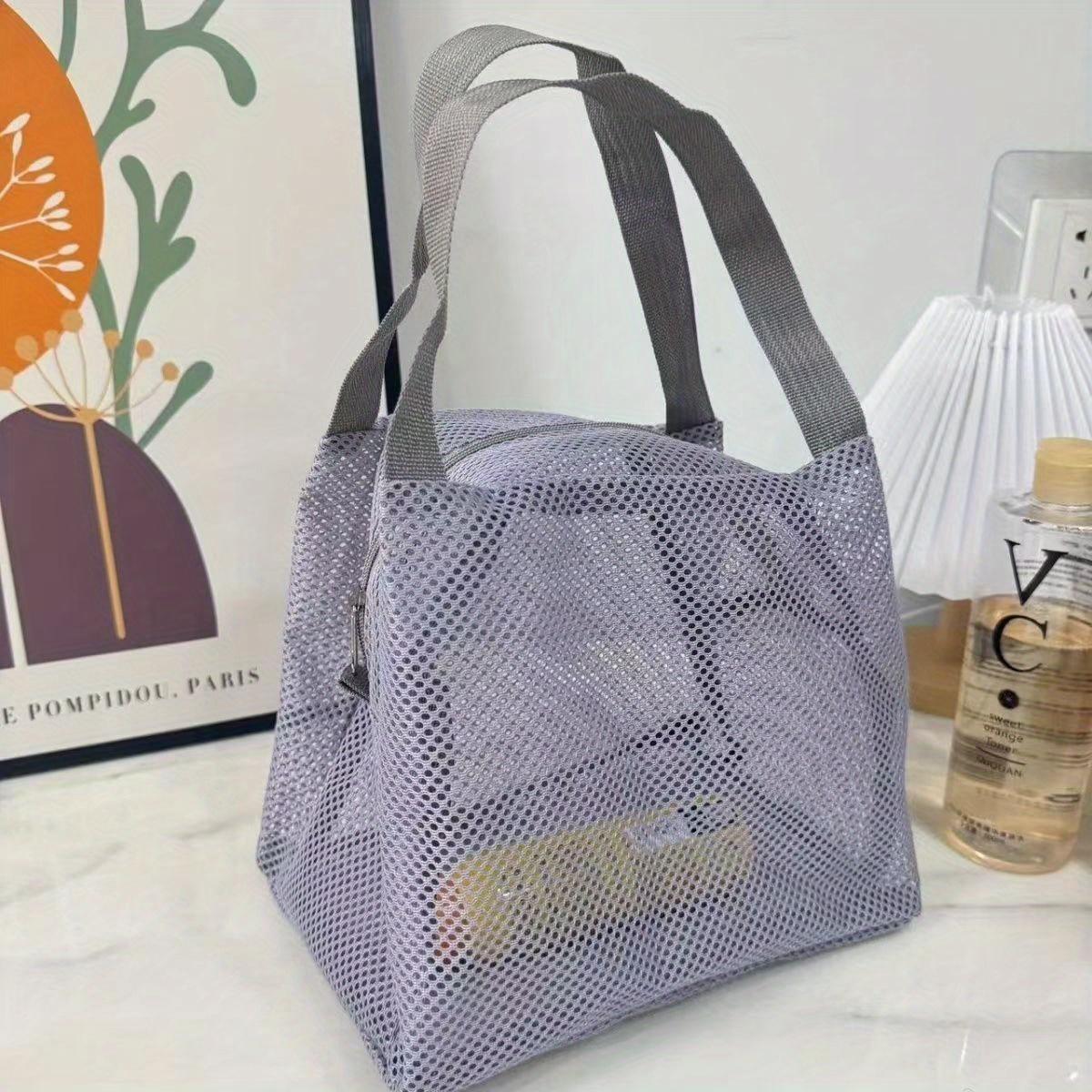 

1pc, Large Capacity Mesh Bag with Handle, Travel Storage Bags, Toiletry Bag,Makeup Bag, Portable Beach Bag,Cosmetic Zipper Pouch