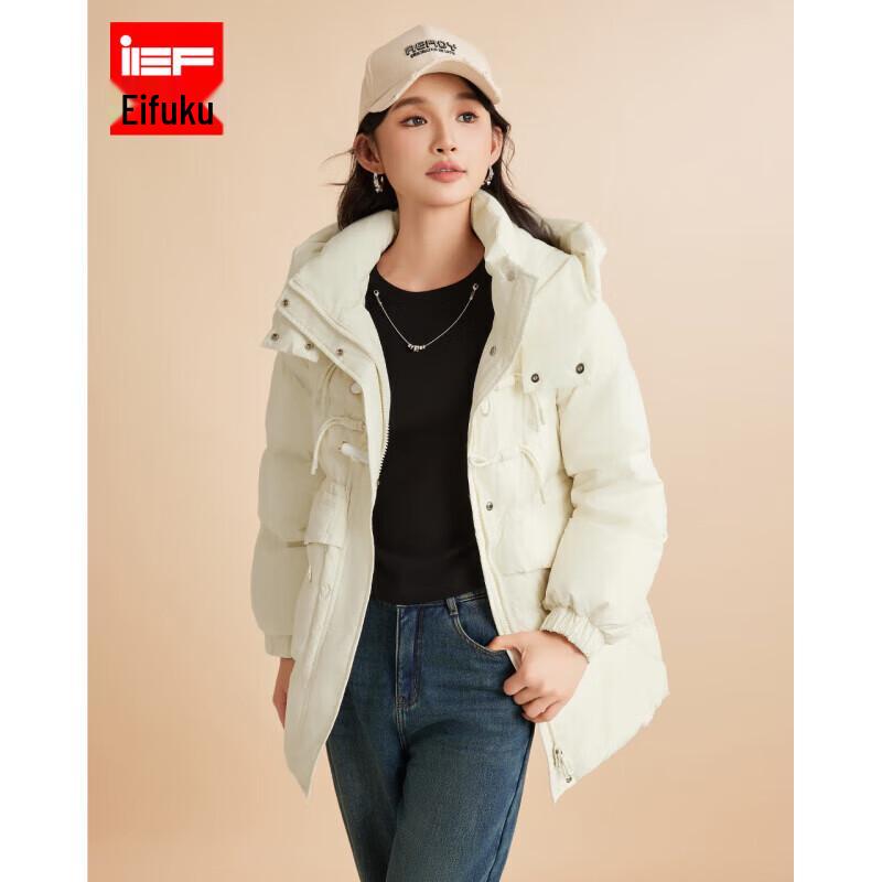 

IEF Женская зимняя пуховая куртка с капюшоном на пуговицах-клевантах в корейском стиле 2024 M