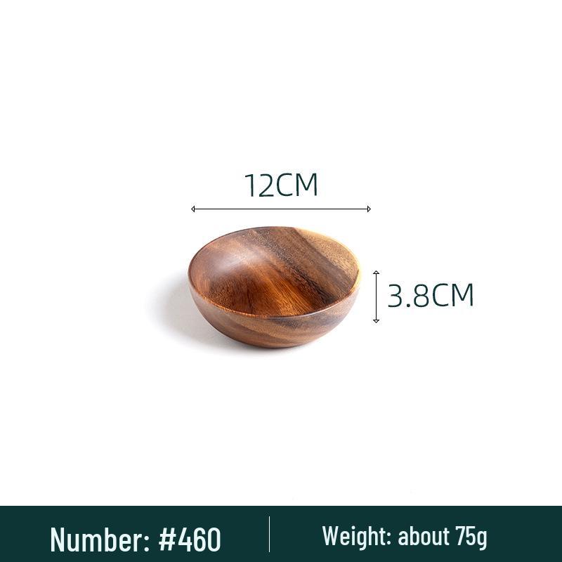 Acacia Wood Round Fruit Bowl: Japanese Tray for Snacks, Dried Fruits, or Desserts