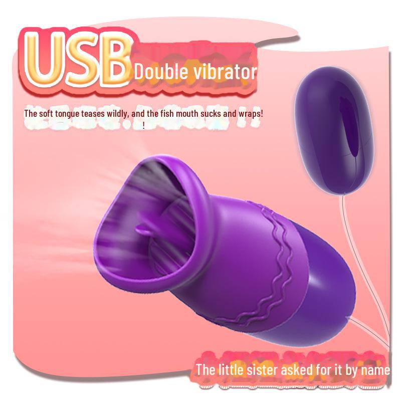Lai Le USB Double Vibrator: Silent Tongue-Licking, Strong Vibration for Couples & Solo Play