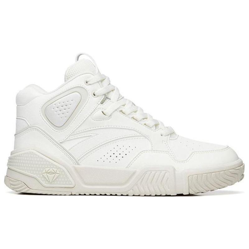 Anta Lieyan1.0 Slip Resistant Cushioning Abrasion Resistant High top Skateboard Shoes Women's White Gray Sneakers 122238090R-1