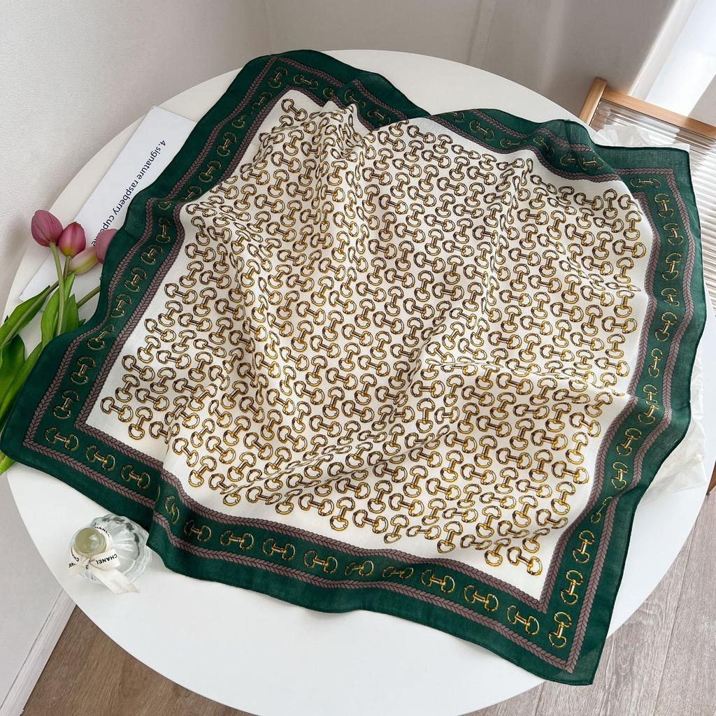 [Collection] Velvet Silk Scarves Women'S Versatile High-End Square Scarves Neck Scarves Spring And Autumn Retro