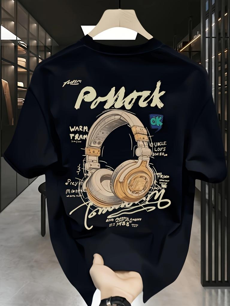 MenS 100 Cotton Casual ShortSleeve TShirt with a Round Neck Trendy Design Versatile for Summer Featuring Print Patterns