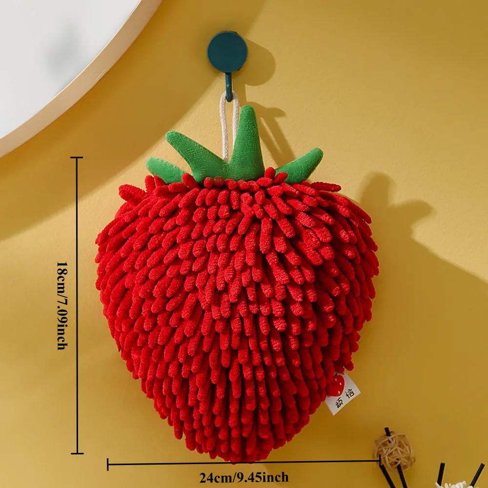 

Hand Towel for Kitchen and Bathroom Banana/Strawberry Shaped Hanging Washcloth Chenilles Cloths Soft Absorbent Towel