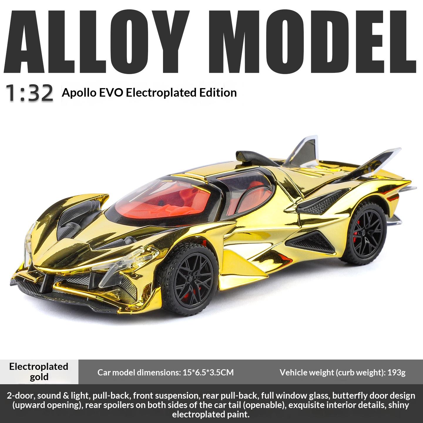 

Simulation 1:32 Apollo EVO Electroplated Alloy Car Model Colorful Sports Car Ornaments Sound and Light Pull Back Children s Toys