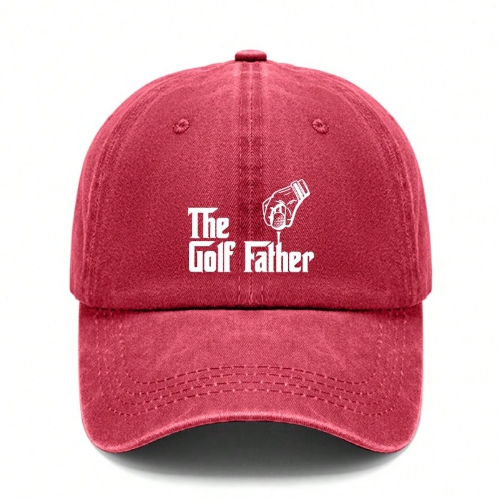 [Vintage Baseball Cap] The Golf Father Print Polyester Soft Adjustable Curved Brim Casual Outdoor Sports Golf Hat For Dad Gift
